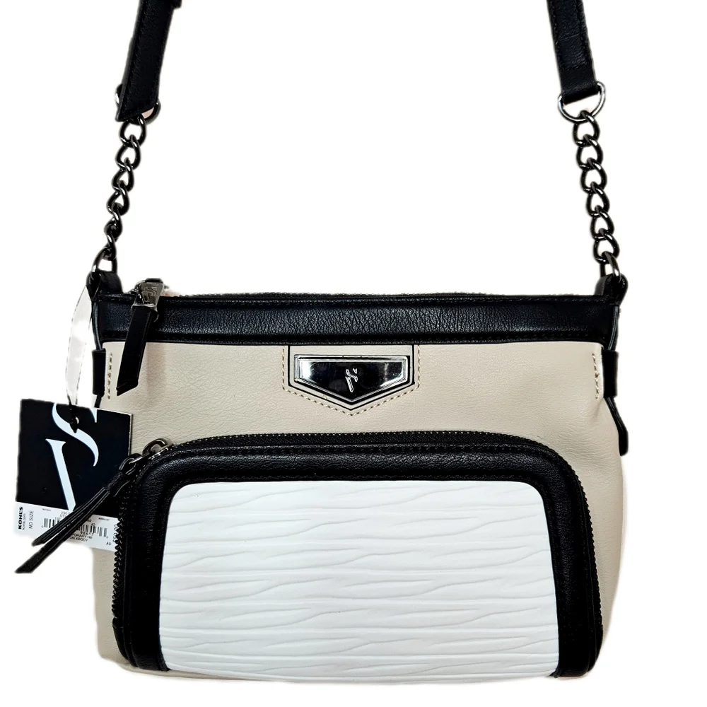 Simply Very Wang Chain Strap Colorblock Crossbody Bag‎ Faux Leather Purse Edgy
